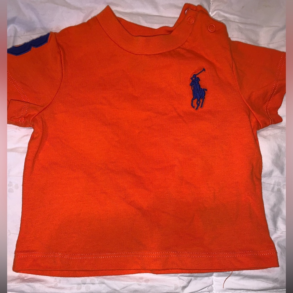 Ralph Lauren Polo Baby boy Big Pony T- Shirt Orange with Blue Pony